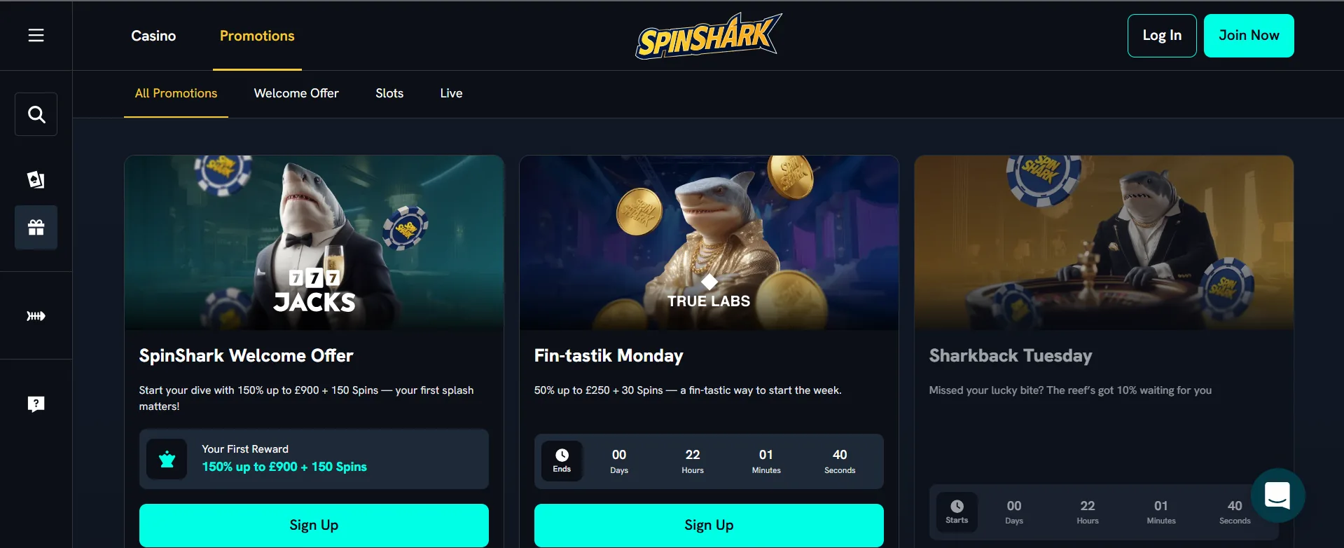 SpinShark Casino promotions overview